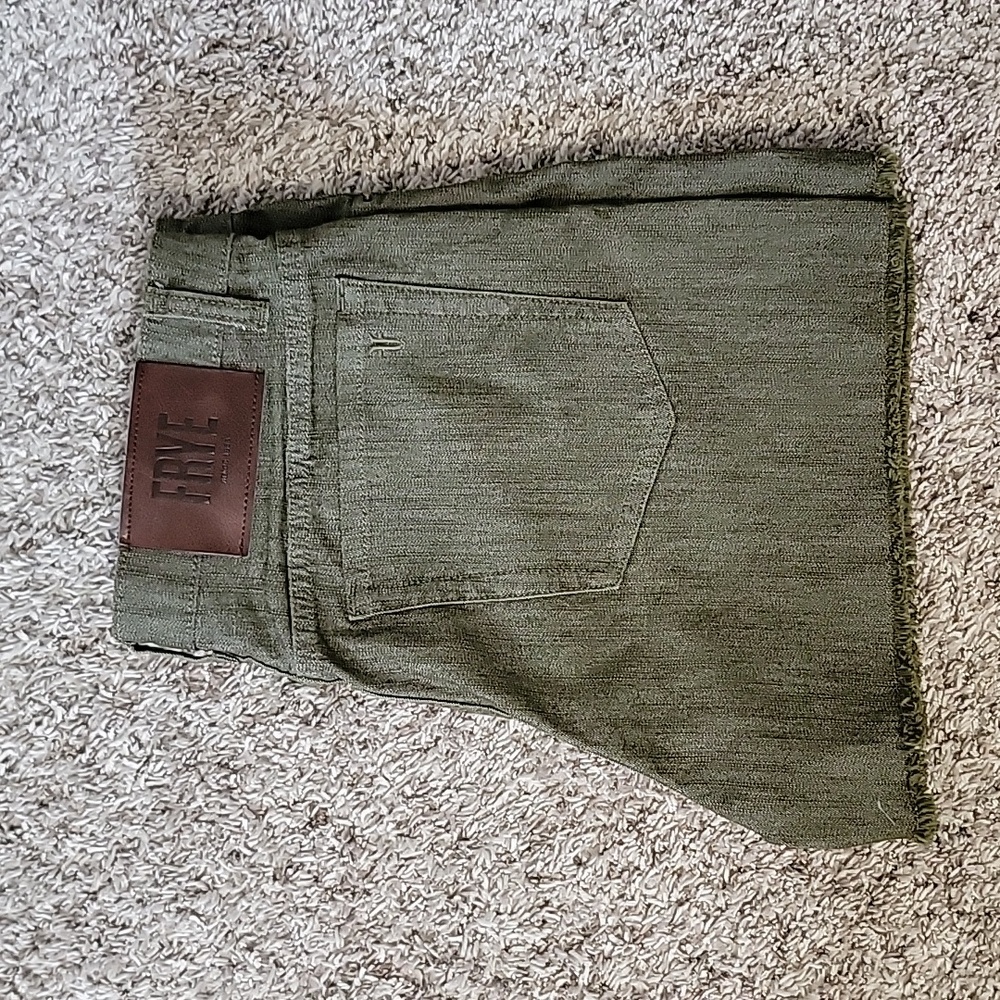 Frye green denim shorts size 10